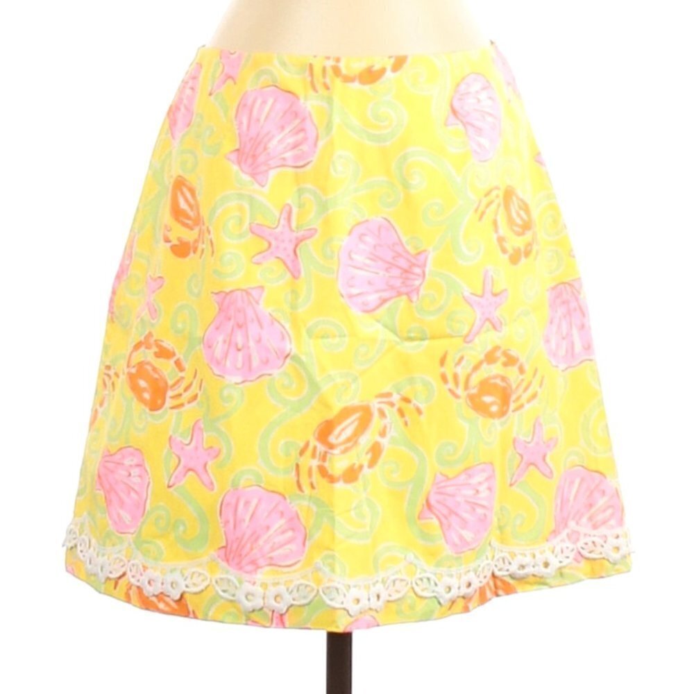 Lilly Pulitzer Skirt 4 Vintage Sandbar Print Crab Seashell Beach Vacation Travel